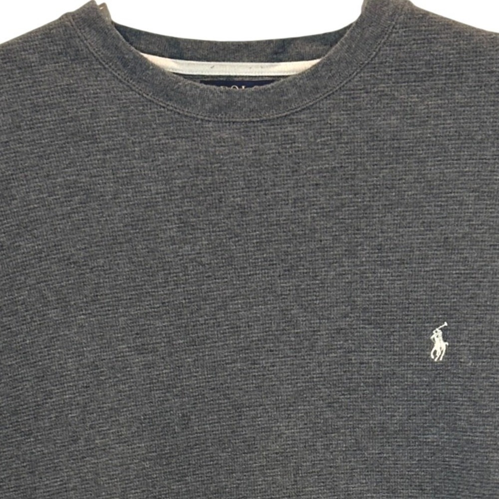 Polo Ralph Lauren Thermal Shirt Large Mens Gray Waffle Knit Pony Logo